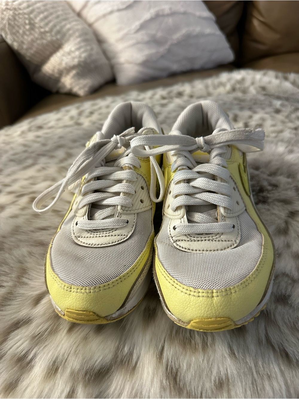 Nike White and Lemon Yellow Air Max Sneakers - Picture 2 of 6